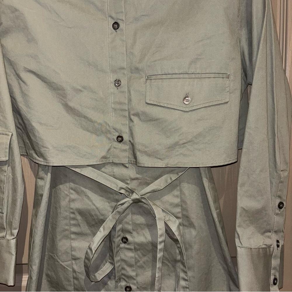 NWT ZARA Gabardine Shirt Dress - Picture 13 of 16